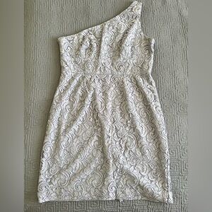 J. Crew One-Shoulder Alexa Dress in Leavers Lace - Plus Size